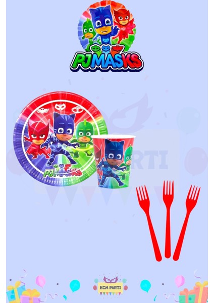 Pijamaskeliler Temalı 16 Kişilik Extra Mini Doğum Günü Parti Seti