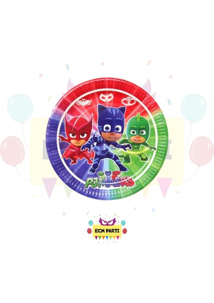 Pijamaskeliler Temalı Karton Tabak 8 Li - Doğum Günü Parti Seti Malzemeleri