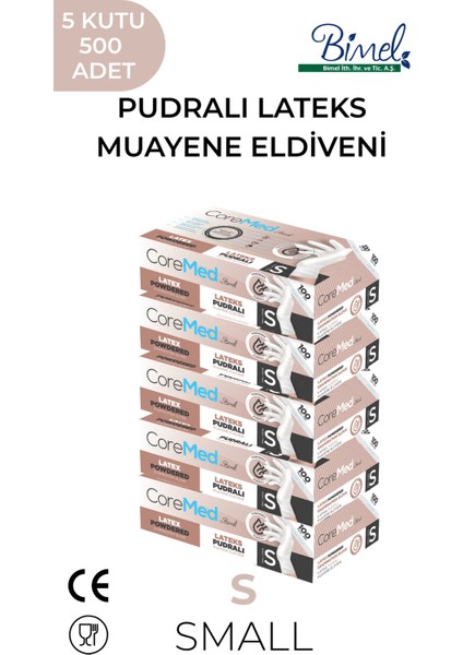 Lateks Pudralı Muayene Eldiveni S-5 Paket 100'LÜ