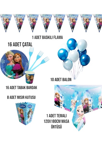 Frozen Elsa Temalı Karlar Ülkesi 16 Kişilik Doğum Günü Parti Seti - Elsa Karlar Ülkesi Konseptli fiyatları