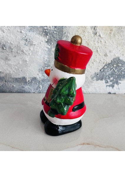 Kardan Adam Seramik Biblo, Yılbaşı Süsleri, Kırmızı Renk, Dekoratif Figür fiyatları