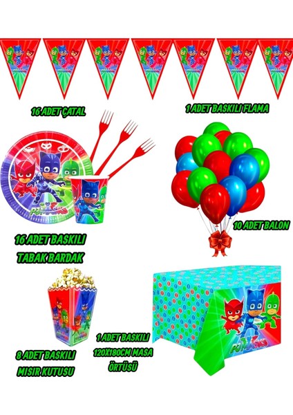 Pijamaskeliler Temalı Kız Erkek Çocuk Konseptli 16 Kişilik Doğum Günü Parti Seti fiyatları
