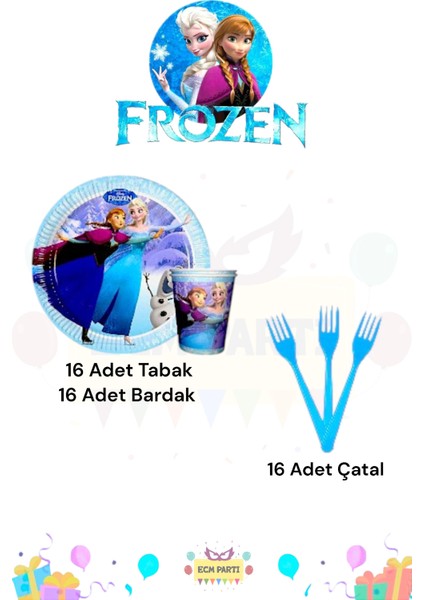Elsa Frozen Temalı 16 Kişilik Extra Mini Doğum Günü Parti Seti fiyatları