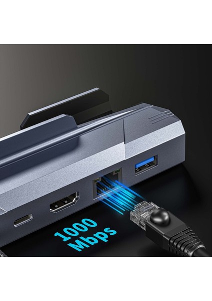 6 In 1 USB C Hub USB C Docking Istasyonu -Eksik 4K60Hz RJ45 PD100W Dock USB 3.0 Hub Alüminyum Alaşım (Yurt Dışından) fırsatları