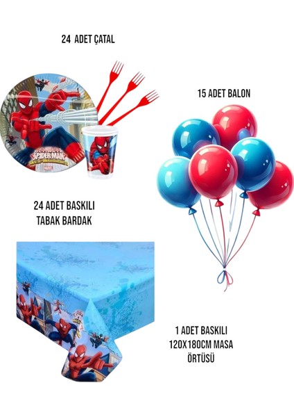 Örümcek Adam Doğum Günü Parti Seti - Erkek Çocuklara Özel Parti Malzemeleri 24 Kişilik fiyatları