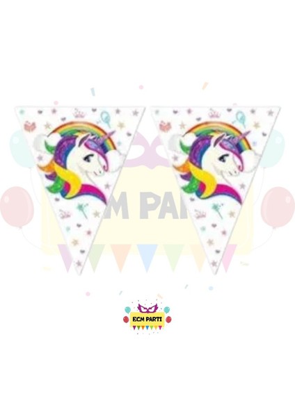 Unicorn Temalı Üçgen Flama - Doğum Günü Parti Seti Malzemeleri fiyatları