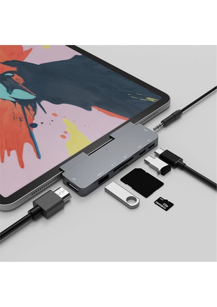 USB C Hub Usb3 1 Type-C Pd Tabletler Için Şarj Pc&#39 Den Hdmı&#39 Ya Uyumlu USB 3 0 Adaptör Tip-C Telefon Kulaklık Jakı ile (Yurt Dışından) fiyatları