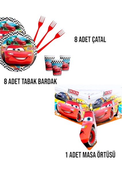 Cars Arabalar Şimşek Mcqueen Erkek Çocuk Doğum Günü Parti Konsepti Seti 8 Kişilik Parti Malzemeleri fiyatları
