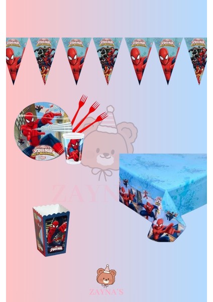 Örümcek Adam Konseptli Doğum Günü Parti Süsleri 24 Kişilik - Erkek Çocuk Parti Malzemeleri