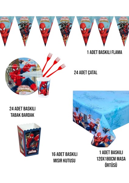 Örümcek Adam Konseptli Doğum Günü Parti Süsleri 24 Kişilik - Erkek Çocuk Parti Malzemeleri fiyatları