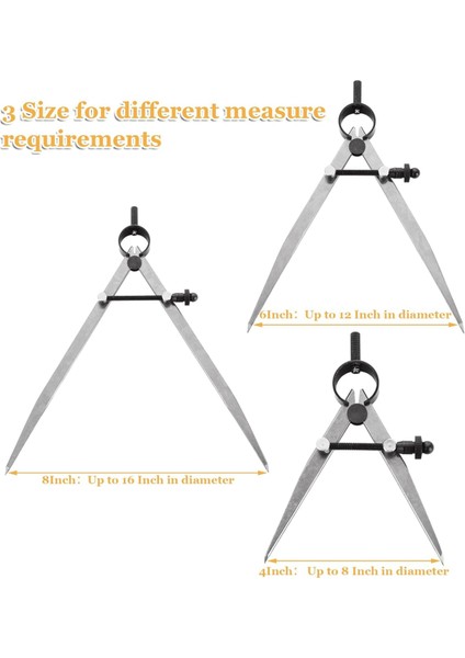 3 Parça Ayarlanabilir Kilitlenebilir Yay Kanadı Bölücü 4/6/8 Inç Karbon Çelik Kaliper Ölçüm Aracı Deri Pusula (Yurt Dışından) modelleri