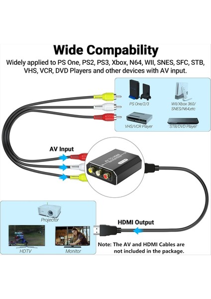 Rca Av - HDMI Uyumlu Dönüştürücü Hd Hd 1080P Av - Oyun Konsolları DVD Oynatıcıları Için HDMI Uyumlu Adaptör (Yurt Dışından) fiyatları