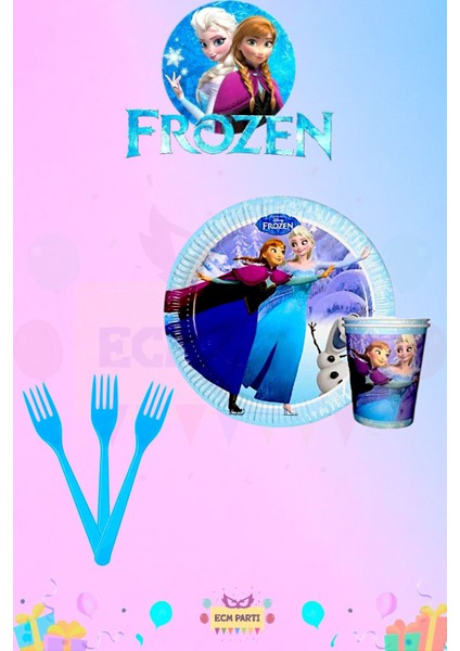 Elsa Frozen Temalı 24 Kişilik Extra Mini Doğum Günü Parti Seti