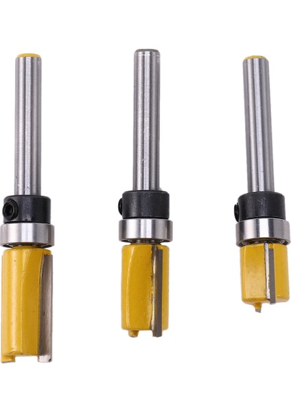 3pcs 1/4 Inç Floş Trim Yönlendirici Bit Desen Bit Üst ve Alt Yatak 1/2 Inç Bıçak Şablonu Kenar Ahşap Düzeltici Kesici Marangoz (Yurt Dışından)