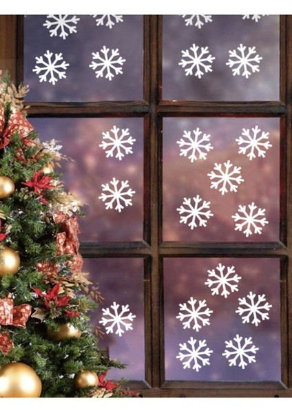 Beyaz Yılbaşı Kar Tanesi Süsleri, 40 Adet, 6cm, Cam Vitrinde Şık Dekorasyon Ürünleri