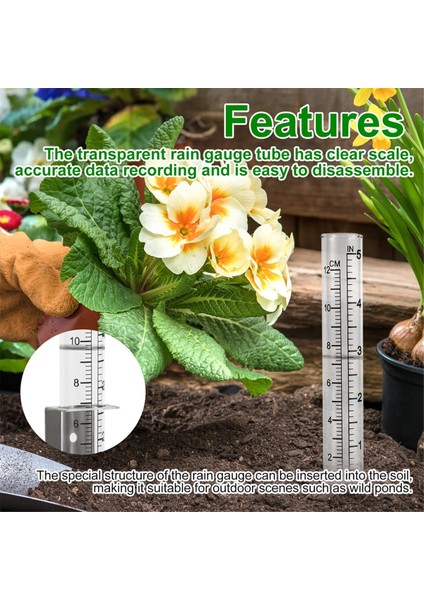 2pcs Yağmur Göstergeleri Açık Hava, 5 Inç Kapasiteli Cam Yağmur Ölçer 2&#39;den 2&#39;den Paslanmaz Çelik Tutucu Yağmur Ölçer (Yurt Dışından) modelleri