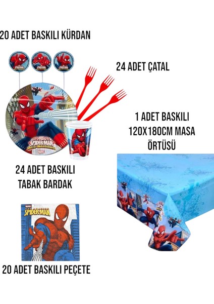 Örümcek Adam Konseptli 24 Kişilik Erkek Çocuk Doğum Günü Parti Malzemeleri fiyatları