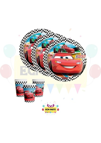 Cars Arabalar Temalı Karton Tabak ve Bardak Seti 8 Li - Doğum Günü Parti Seti Malzemeleri fiyatları