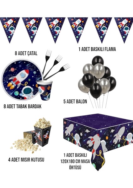 Uzay Temalı Doğum Günü Eğlence Parti Seti 8 Kişilik fiyatları