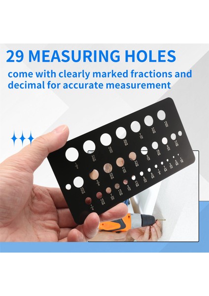 Matkap Ucu Göstergesi Fraksiyonel Matkap Biti Ölçümü, 29 Delikli Metrik Boyutu Matkap Bit Ölçer 1/16 Inç Ila 1/2 Inç Matkap Biti (Yurt Dışından) fırsatları