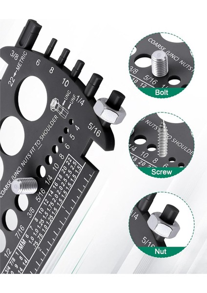 Cıvata Göstergesi (Metrik ve Sae), Fındık ve Cıvataları Hızlı Bir Şekilde Boyutlandırma Için Cıvata Solizer, Plastik Cıvata Ölçüm Aracı, Iplik Göstergesi Siyah (Yurt Dışından) fiyatları
