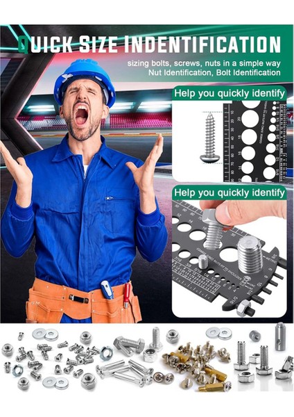 Cıvata Göstergesi (Metrik ve Sae), Fındık ve Cıvataları Hızlı Bir Şekilde Boyutlandırma Için Cıvata Solizer, Plastik Cıvata Ölçüm Aracı, Iplik Göstergesi Siyah (Yurt Dışından) fırsatları