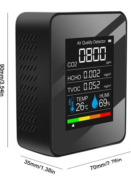 5-1 Arada Hava Kalitesi Monitör Seviyeleri LCD ile Sıcaklık ve Nem Dedektörü Iç Mekan Hava Kalitesi Sensörü Siyah (Yurt Dışından) indirimleri