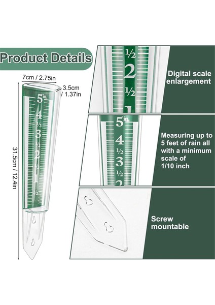 5 Inç Bahçe Yağmur Ölçer Yağmur Göstergesi Açık Yağmur Göstergesi Bahçe Yağmur Büyütme Ölçeği ve Sayıları (Yurt Dışından) modelleri