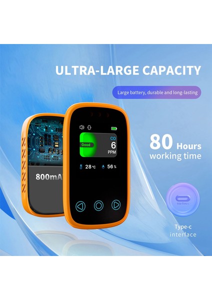 Seyahat Karbon Monoksit Dedektörü Şarj Edilebilir Co Alarm Taşınabilir Mini Kamp Çadır Alarmı Renkli Hd Ekran, Turuncu (Yurt Dışından) indirimleri