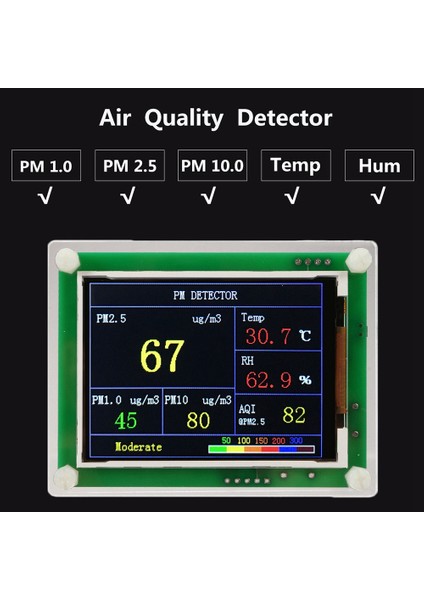 2.8 Inç Yüksek Oranlı Dijital Araba Pm2.5 Hava Kalitesi Dedektörü Test Cihazı Ev Gaz Monitör Sıcaklığı ve Nem Dedektörü (Yurt Dışından) modelleri