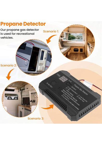 Propan Dedektörü 12V Lpg Doğal Gaz Sensörü Sızıntı Alarmı 85DB Siren Araba Rv Home Dijital Propan Test Cihazı (Siyah) (Yurt Dışından) indirimleri