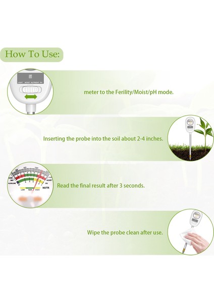 4&#39;ü 1 Arada Toprak Ph Metre Işık ve Nem Besin Test Cihazı Kapalı Saksı Toprağı Asitlik Ölçer Bitki Bahçecilik Araçları (Yurt Dışından) fırsatları