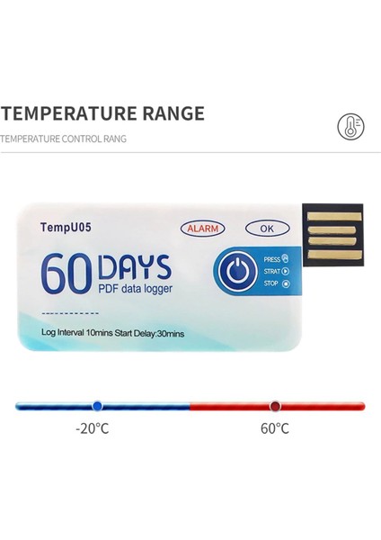 TEMPU05 Sıcaklık Veri Günlüğü 60 Gün Tek Kullanımlık Sıcaklık Analizörü Pdf USB (Yurt Dışından) fırsatları