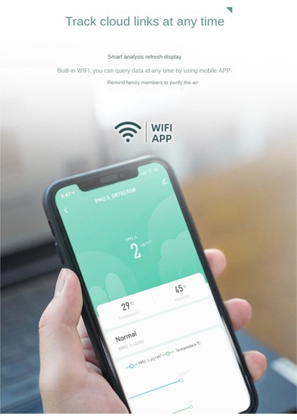 Taşınabilir Tuya Wifi Akıllı Sıcaklık ve Nem Pm2.5 Hava Kalitesi Monitörü Kapalı ve Dış Mekan Evrensel (Yurt Dışından) modelleri