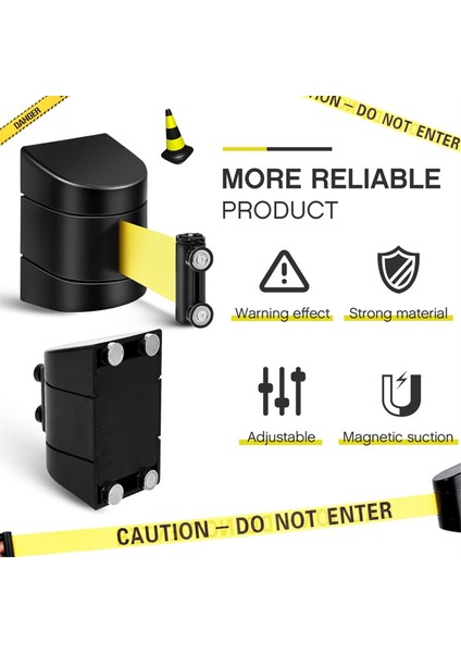 16.4ft Manyetik Geri Çekilebilir Duvar Bariyeri, Duvar Montajı Kalabalık Kontrol Duvar Geri Çekilebilir Kemer, Abs Kılıflı Güvenlik Kemeri, 2 Pcs (Yurt Dışından) indirimleri