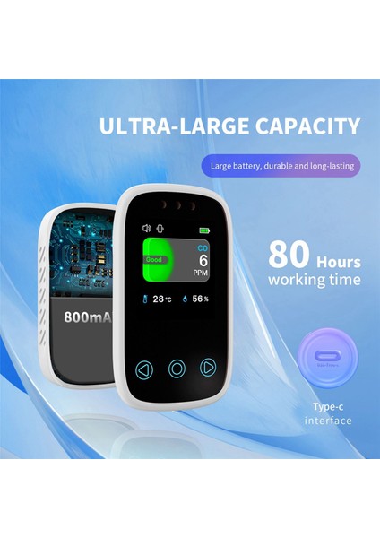 Seyahat Karbon Monoksit Dedektörü Şarj Edilebilir Co Alarm Taşınabilir Mini Kamp Çadır Alarmı Renkli Hd Ekran, Beyaz (Yurt Dışından) indirimleri