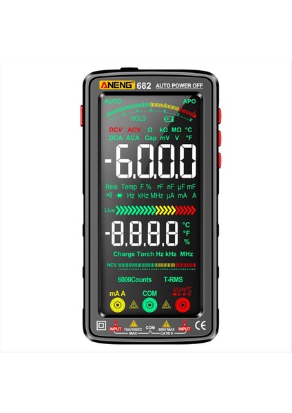 Aneng 682 Akıllı Profesyonel Multimetre Ac/dc Ammetre Voltaj Test Cihazı Şarj Edilebilir Elektrikli Ohm Diyot Test Cihazı Siyah (Yurt Dışından) indirimleri