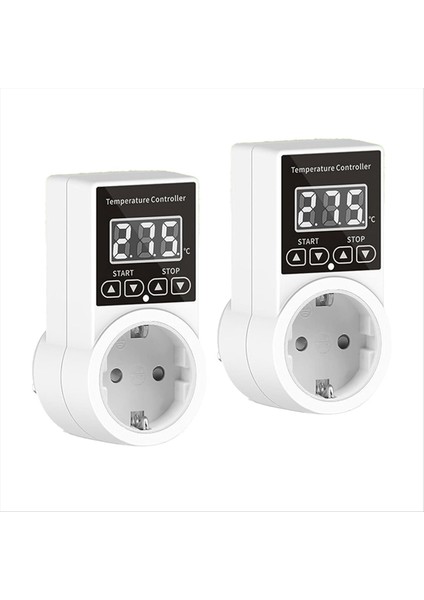 Sensörlü 2 Pack Termostat Soketi, Dijital Sıcaklık Kontrolör Soketi, Su Geçirmez Sıcaklık Anahtarı Ab Fişi (Yurt Dışından)