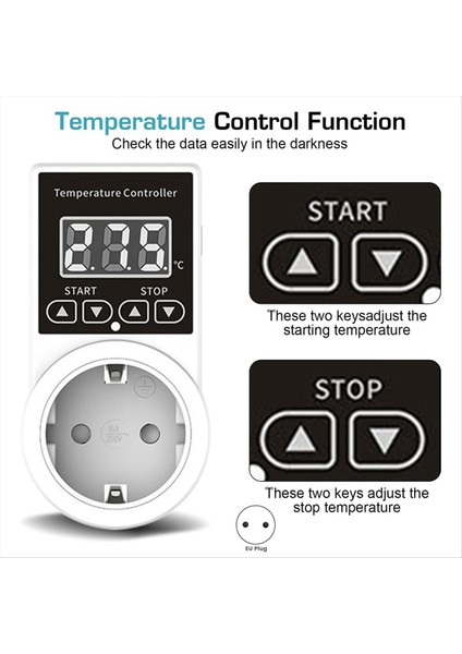 Sensörlü 2 Pack Termostat Soketi, Dijital Sıcaklık Kontrolör Soketi, Su Geçirmez Sıcaklık Anahtarı Ab Fişi (Yurt Dışından) fırsatları