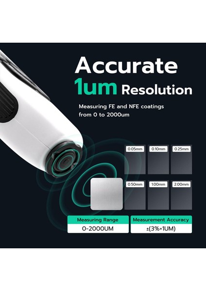 Boya Kalınlığı Gösterge Ölçer, Otomotiv Boya ve Metal Kaplama Için 1μm Hassas Kaplama Dedektörü, 0-2000ΜM Aralık (Yurt Dışından) modelleri