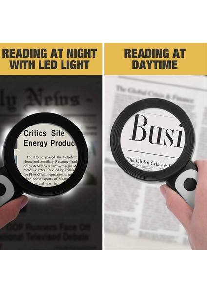 Hafif, 30X El Tipi Büyük 18LED Soğuk ve Sıcak Işık ile Büyüteç 3 Modlu, Aydınlatılmış Büyüteç (Yurt Dışından) fırsatları