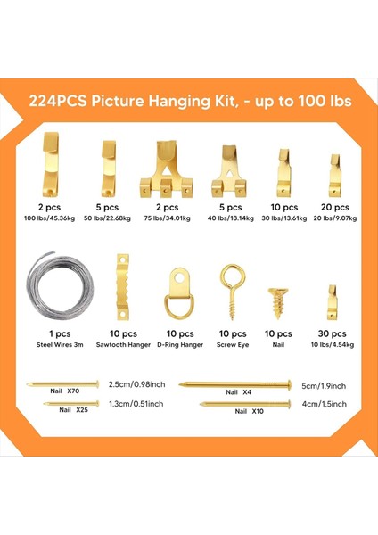 Resim Asma Kiti, 226 Adet Duvar Asma Kiti Dahil Seviye Ölçüm Cetveli ile Resim Çerçevesi Askısı Aracı (Yurt Dışından) fiyatları