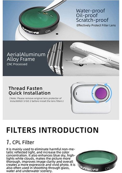 INSTA360 Için Sunnylife Go 3 Filtre Kiti Başparmak Spor Kamerası Go2/3 Çok Fonksiyonlu Pratik Aksesuarlar, A Set (Yurt Dışından) modelleri