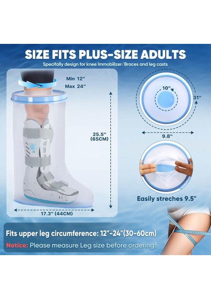 Bacak Ameliyatı Yaraları Için Bacak Döküm Koruyucusu Için Kaymaz Dipli Duş Için Su Geçirmez Ekstra Geniş Bacak Döküm Kapağı (Yurt Dışından) indirimleri