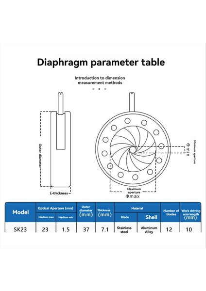 1.5-23MM Manuel Diyafram Dijital Kamera Mikroskobu Için Irıs Diyaframı Irıs SK23 (Yurt Dışından) indirimleri