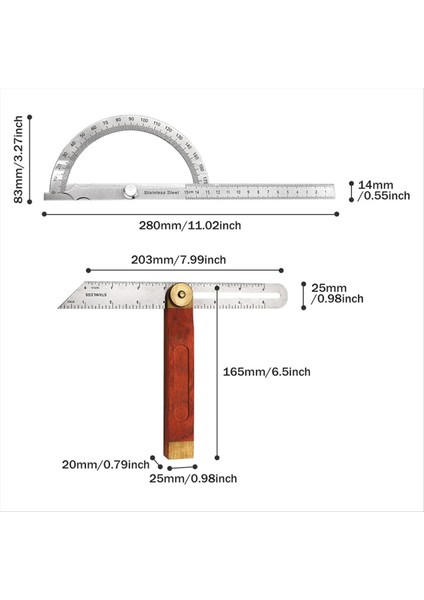 2pcs Açı Prafractor, T Ahşap Saplı Eğimli Açılı Bulucu, Marangoz Için (Yurt Dışından) modelleri