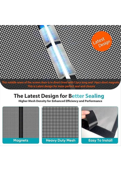 Manyetik Ekran Kapısı - Kapı Boyutlarına Uyar 34 Inç x 82INCH, Kendini Sızdırmazlık Eller Serbest Örgü Bölme, Yükseltilmiş Polyester (Yurt Dışından) modelleri