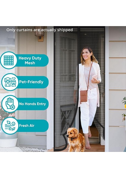 Manyetik Ekran Kapısı - Kapı Boyutlarına Uyar 34 Inç x 82INCH, Kendini Sızdırmazlık Eller Serbest Örgü Bölme, Yükseltilmiş Polyester (Yurt Dışından) fırsatları