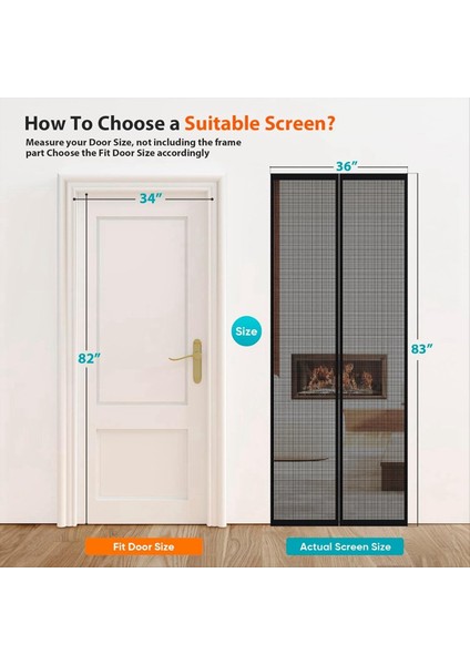 Manyetik Ekran Kapısı - Kapı Boyutlarına Uyar 34 Inç x 82INCH, Kendini Sızdırmazlık Eller Serbest Örgü Bölme, Yükseltilmiş Polyester (Yurt Dışından) indirimleri