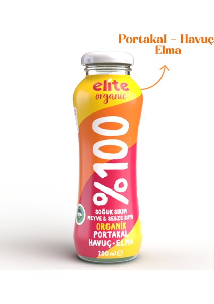 Organik Elma-Portakal-Havuç Suyu 200 Ml